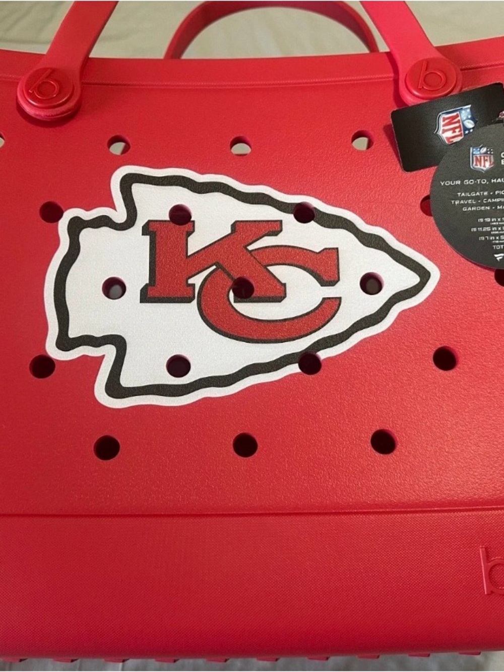 NEW! KC Chiefs NFL LG BOGG Bag with detachable clear purse & pouch - 19x15x9 - Picture 3 of 7